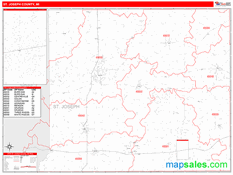 St. Joseph County, MI Digital Map Red Line Style